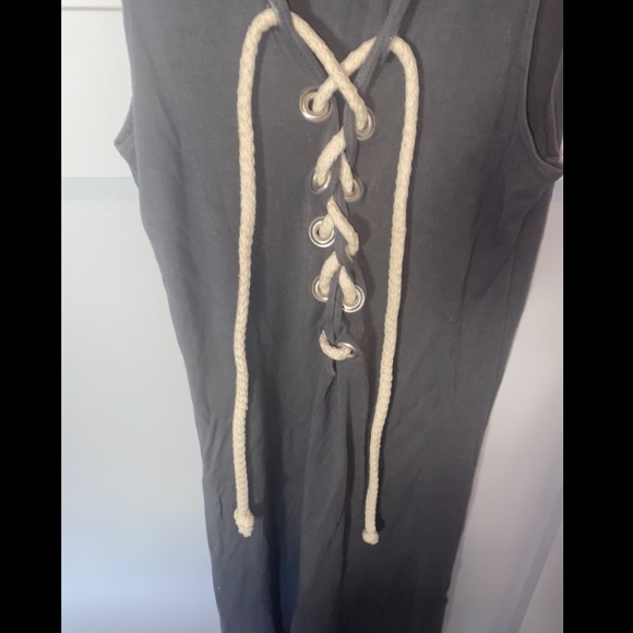Urban Outfitters Don’t Ask Why Lace-Up Rope Front Dress | Gray OS NWT - Picture 2 of 4